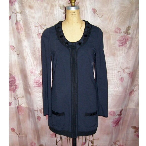 NWOT size M/L Elie Tahari Navy Blue Blazer/Cardigan - Picture 2 of 12